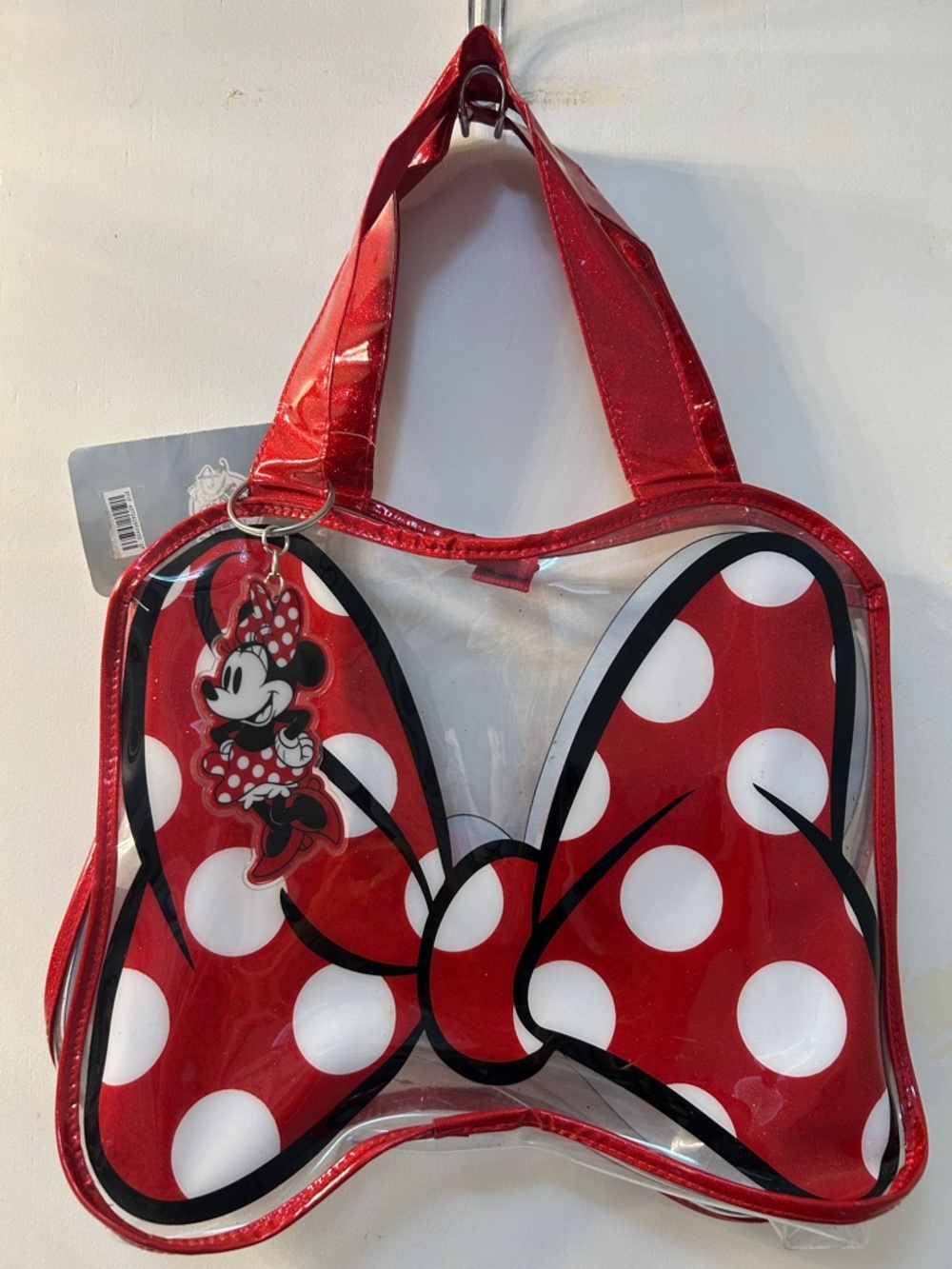 Disney Red & White Polka Dot Minnie Bow Clear Handbag with Keychain